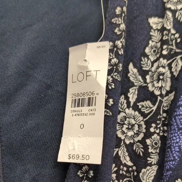 LOFT Navy and White Floral Midi Dress - Picture 6 of 9